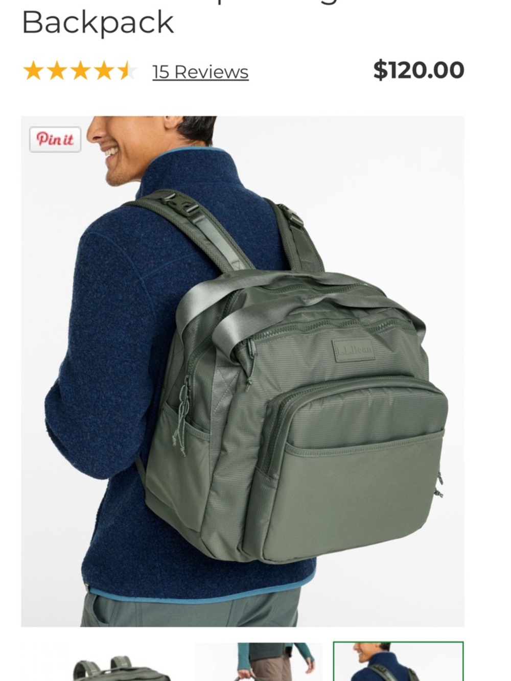 L.L. Bean Teal Blue Diaper Bag or Great Computer Backpack - Picture 6 of 16